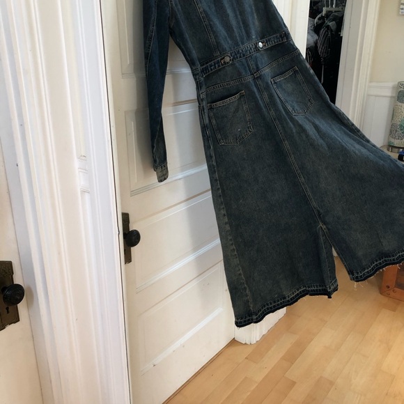 NWT Delia’s Denim Maxi Coat with Faux Fur Collar Embroidered roses Boho Beauty - Picture 9 of 9